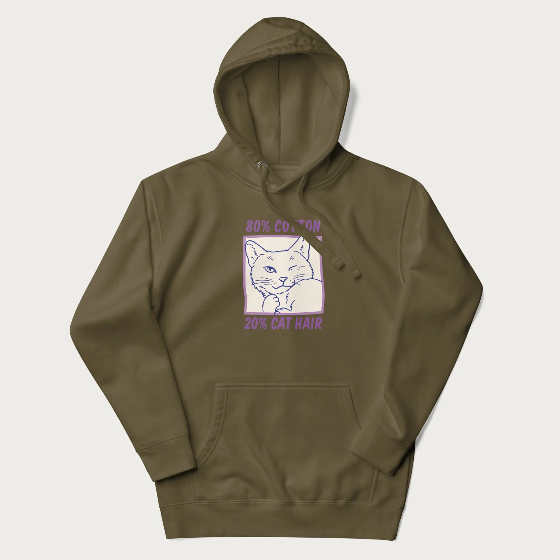 80% Cotton 20% Hair Funny Cat Hoodie - Image 16