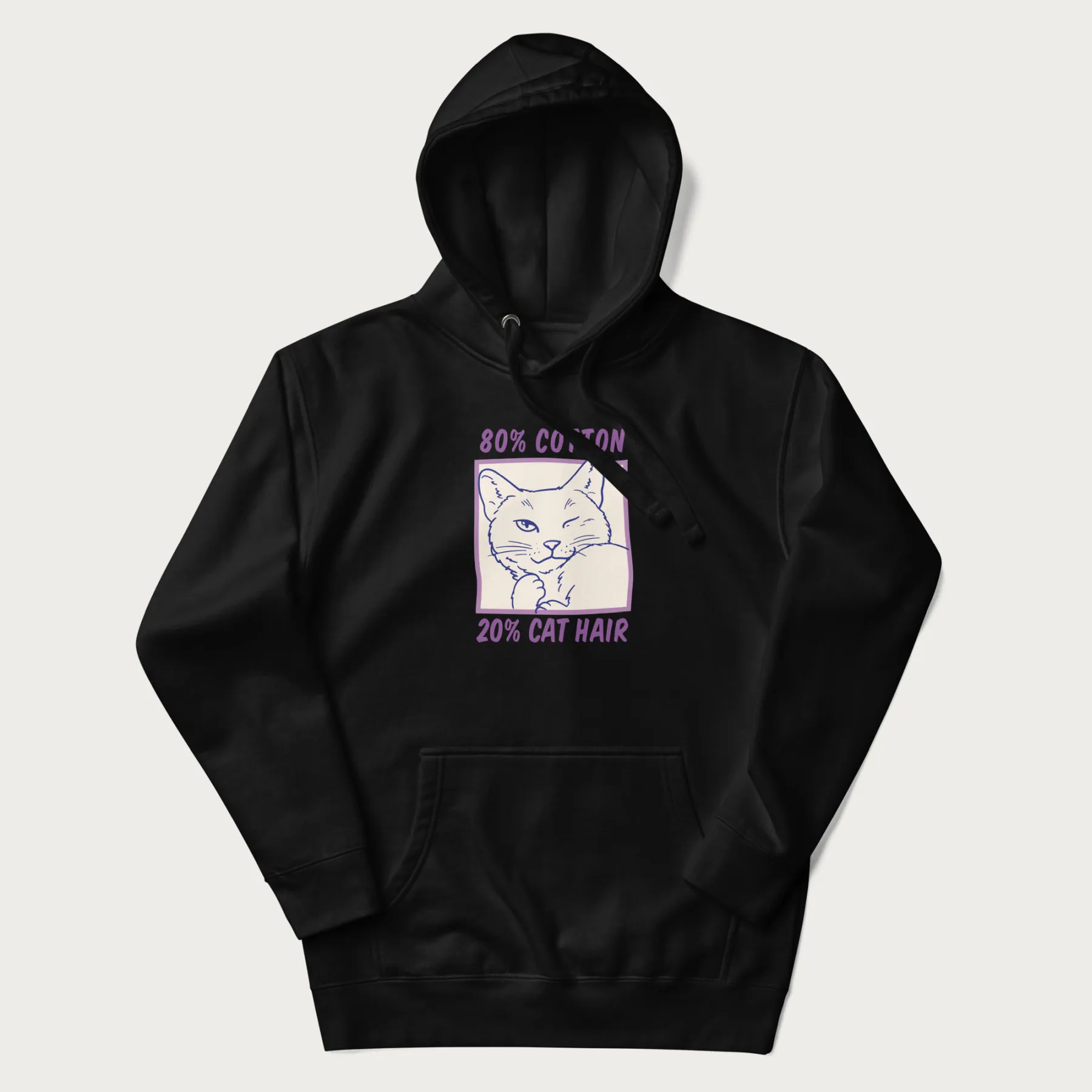 80% Cotton 20% Hair Funny Cat Hoodie - Image 4