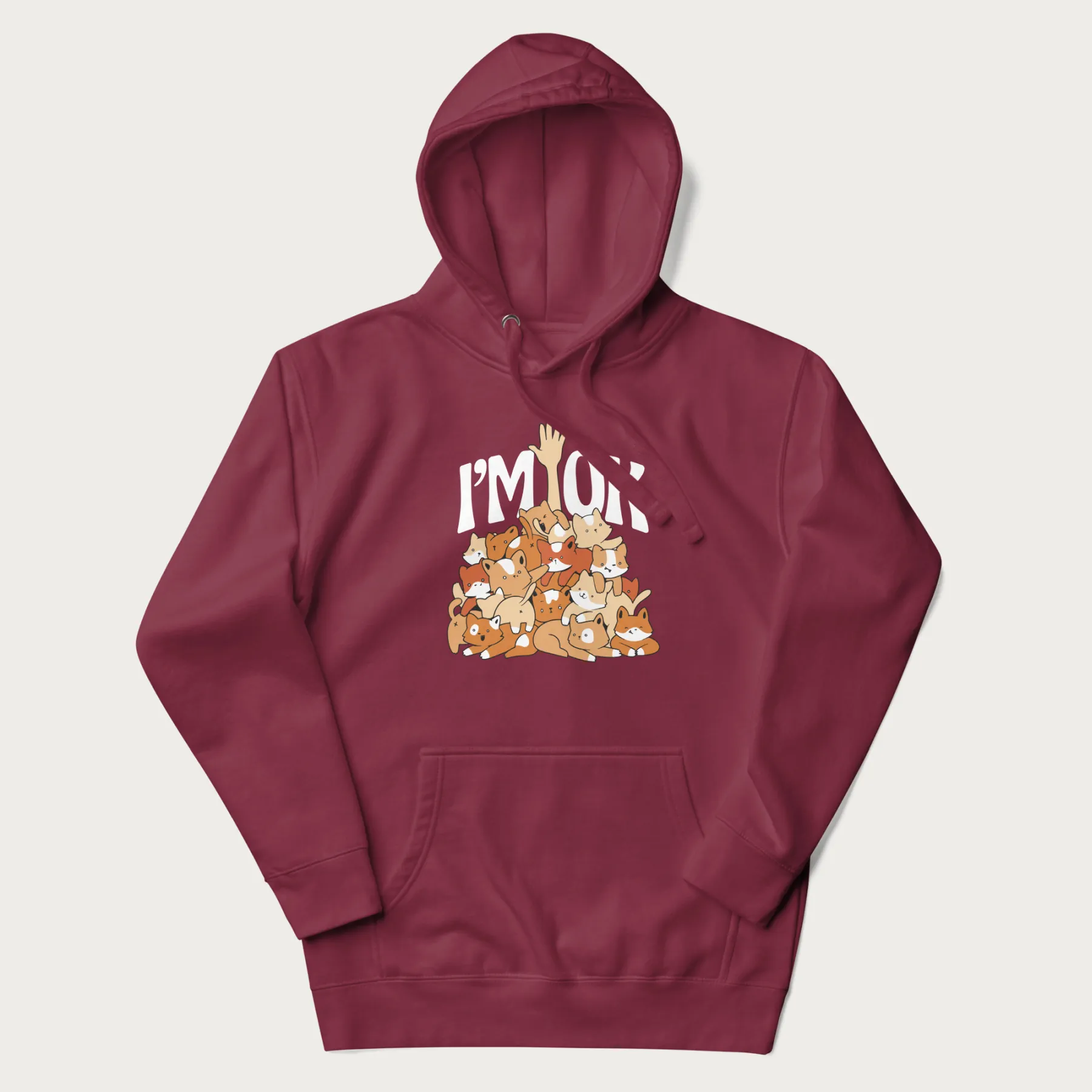 Kitten Pile 'I'm Ok' Cute Cat Hoodie - Image 16