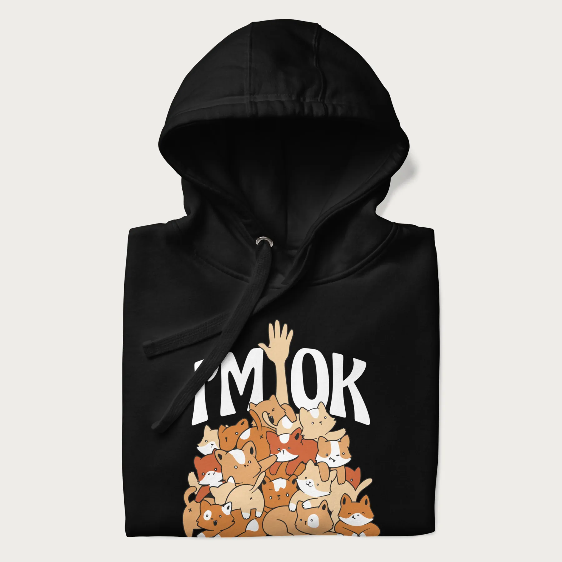 Kitten Pile 'I'm Ok' Cute Cat Hoodie - Image 3