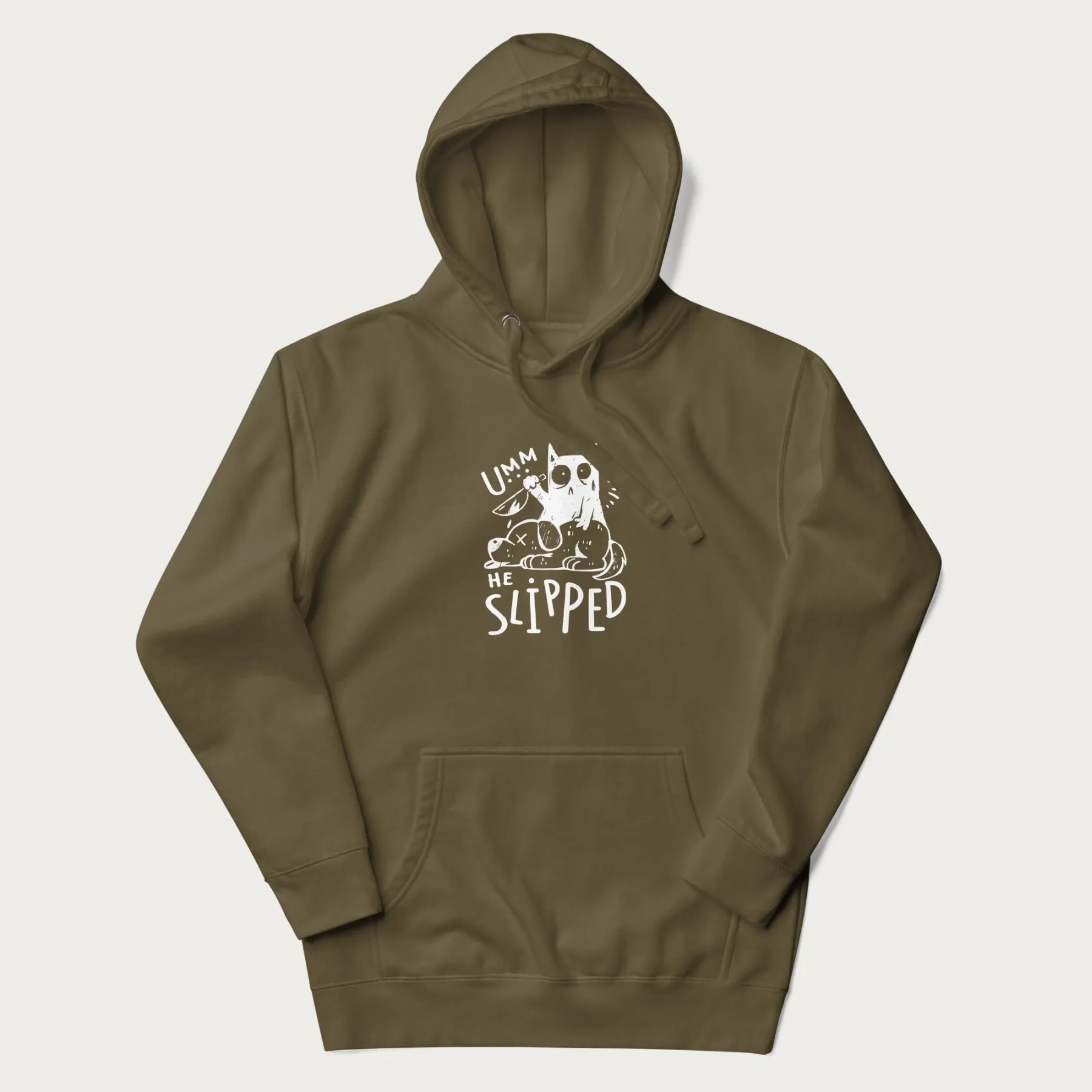 Mischievous 'Umm, He Slipped' Funny Cat Hoodie - Image 6